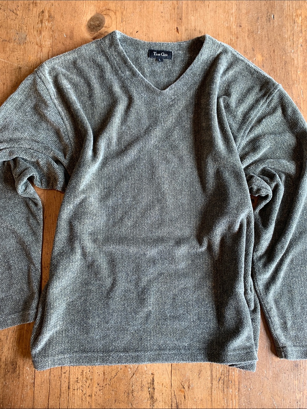 True Grit Men’s Velour V-Neck Sweater in Olive